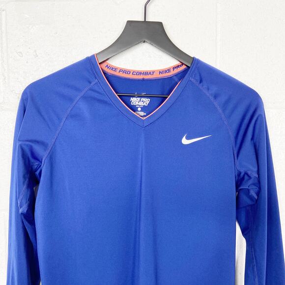 Nike Pro Softball Long Sleeve‎ Shirt Blue Womens Size Large - Picture 4 of 7